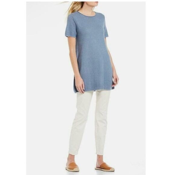 Eileen Fisher Organic Corded Short Sleeve Tunic Sweater PS - Picture 1 of 8